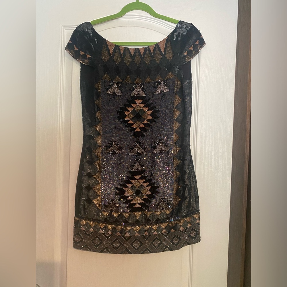 AllSaints Black Hand Embellished Dress